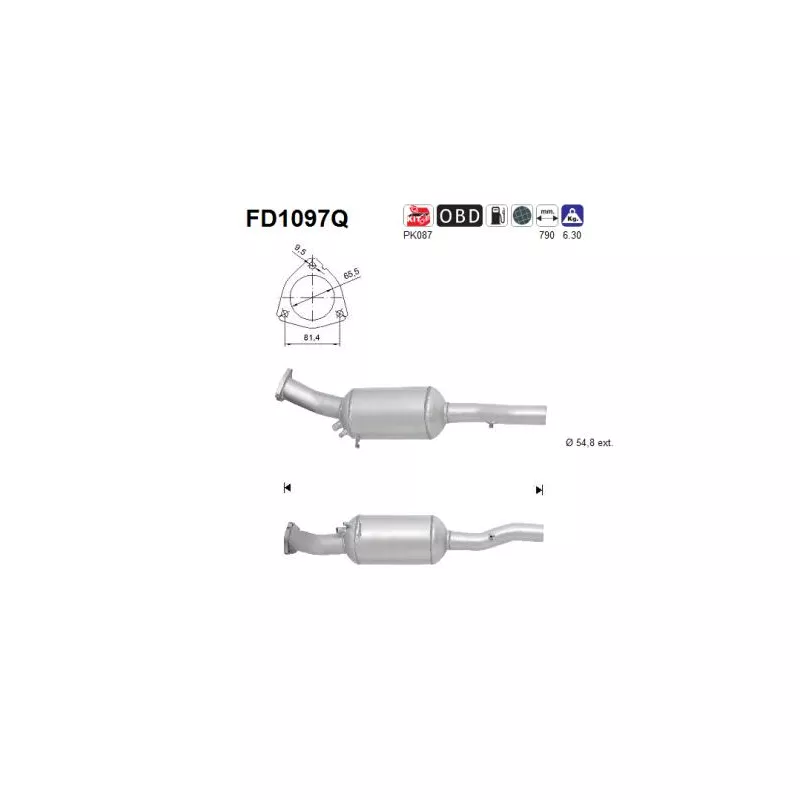 Filtre à particules / à suie, échappement AS FD1097Q