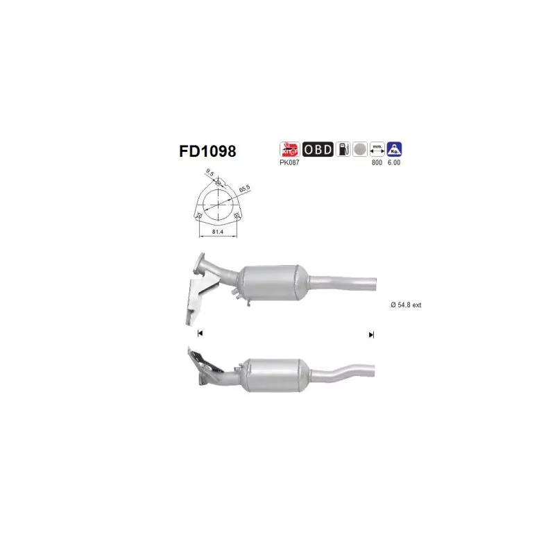 Filtre à particules / à suie, échappement AS FD1098