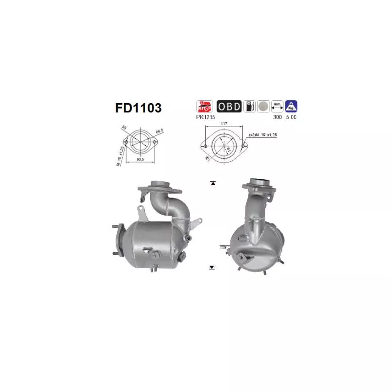 Filtre à particules / à suie, échappement AS FD1103