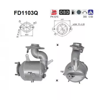 Filtre à particules / à suie, échappement AS FD1103Q
