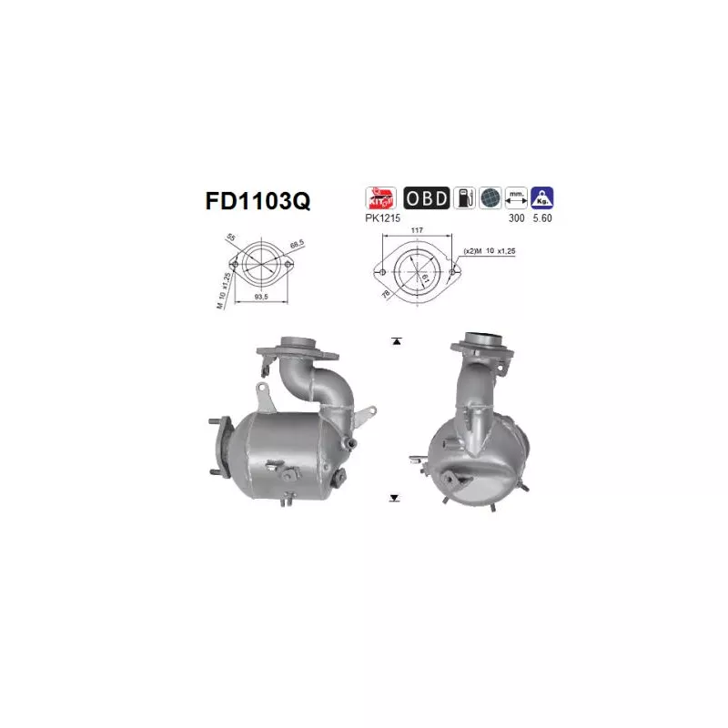 Filtre à particules / à suie, échappement AS FD1103Q
