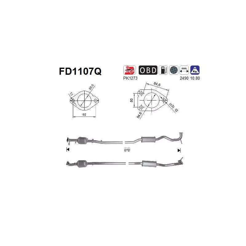 Filtre à particules / à suie, échappement AS FD1107Q