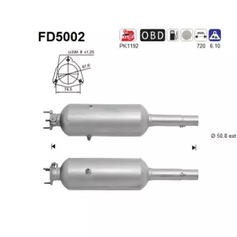 Filtre à particules / à suie, échappement AS FD5002
