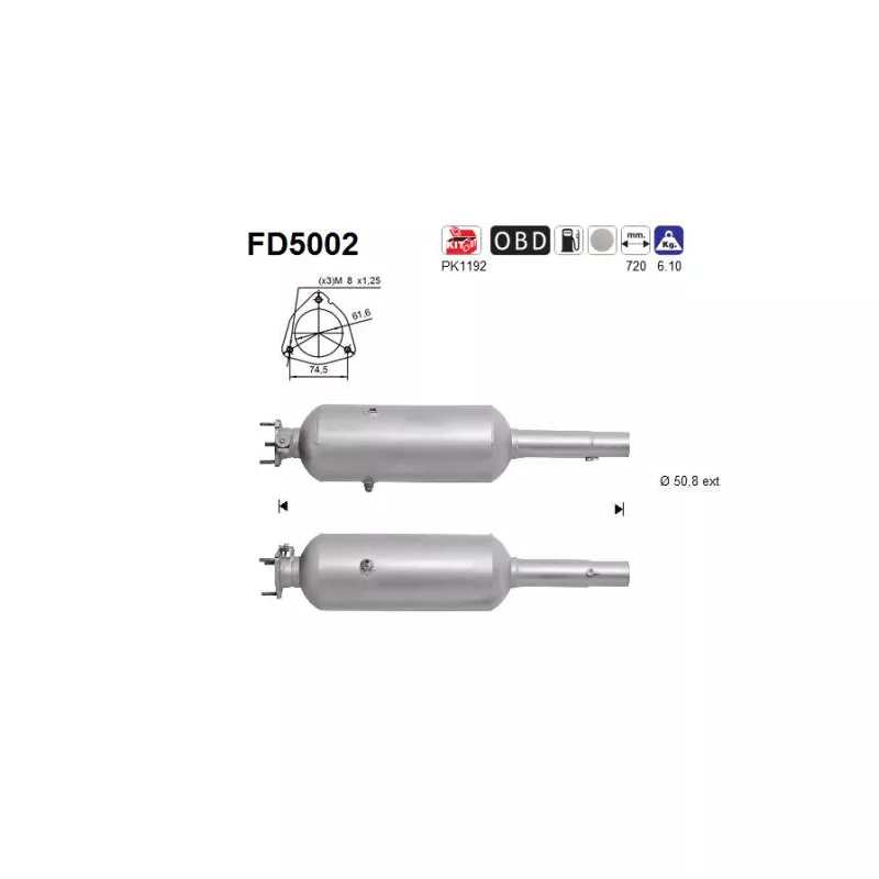 Filtre à particules / à suie, échappement AS FD5002