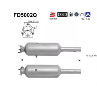 Filtre à particules / à suie, échappement AS FD5002Q