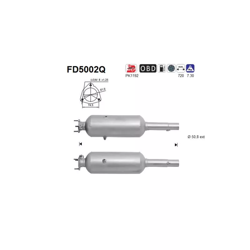 Filtre à particules / à suie, échappement AS FD5002Q