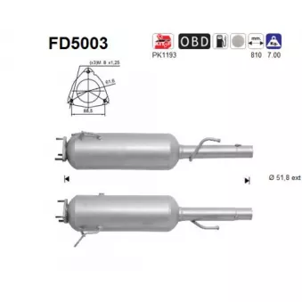 Filtre à particules / à suie, échappement AS FD5003