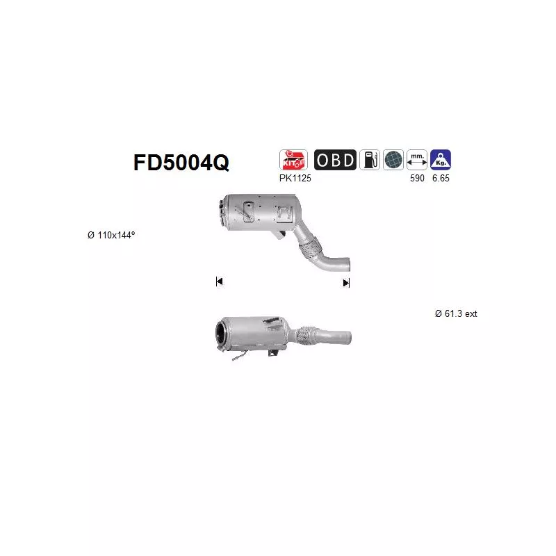 Filtre à particules / à suie, échappement AS FD5004Q