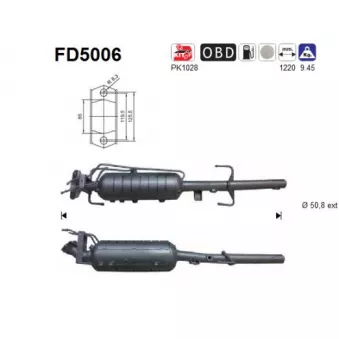 Filtre à particules / à suie, échappement AS FD5006