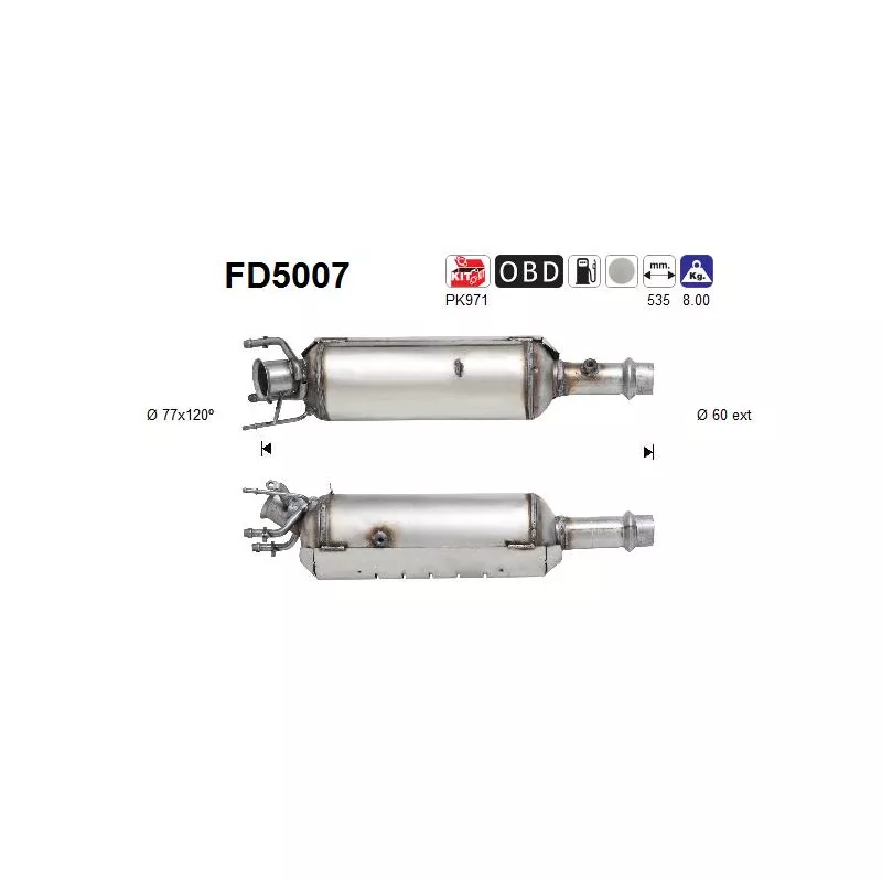 Filtre à particules / à suie, échappement AS FD5007