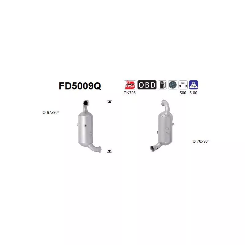 Filtre à particules / à suie, échappement AS FD5009Q