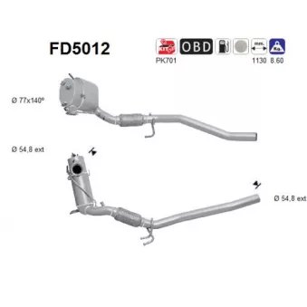 Filtre à particules / à suie, échappement AS FD5012