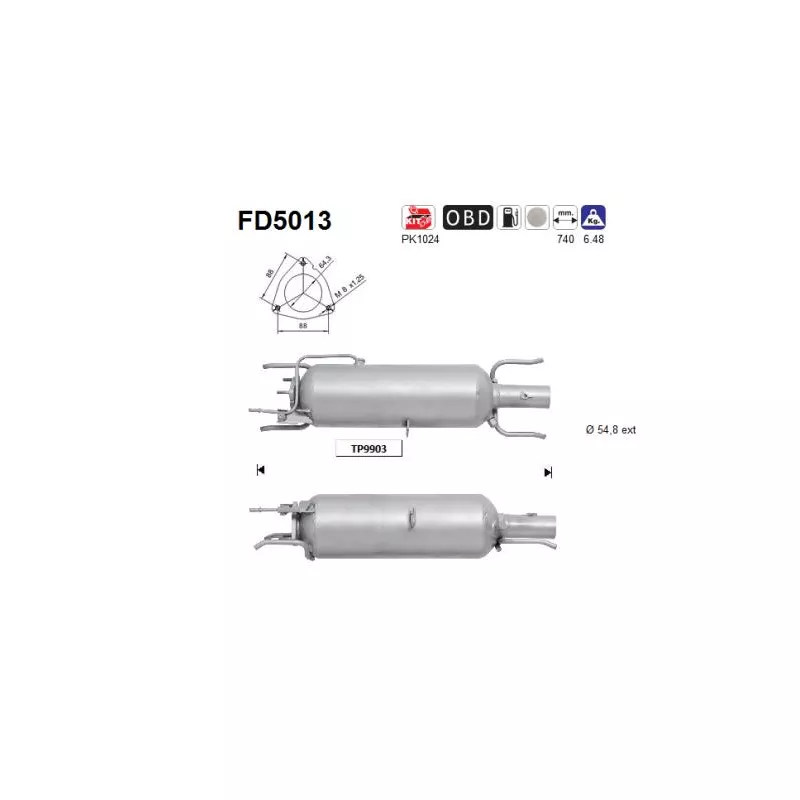 Filtre à particules / à suie, échappement AS FD5013