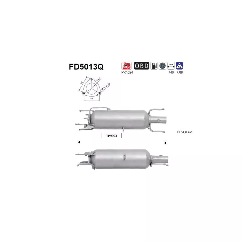 Filtre à particules / à suie, échappement AS FD5013Q