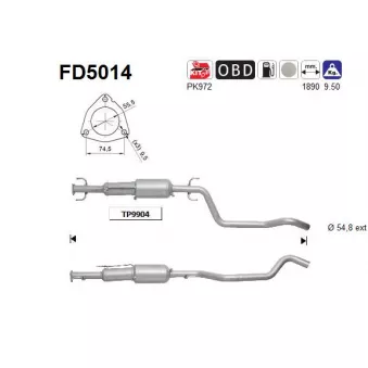 Filtre à particules / à suie, échappement AS FD5014