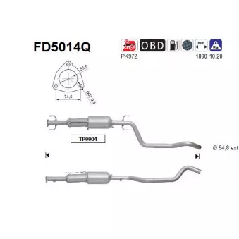 Filtre à particules / à suie, échappement AS FD5014Q