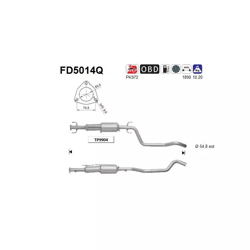 Filtre à particules / à suie, échappement AS FD5014Q