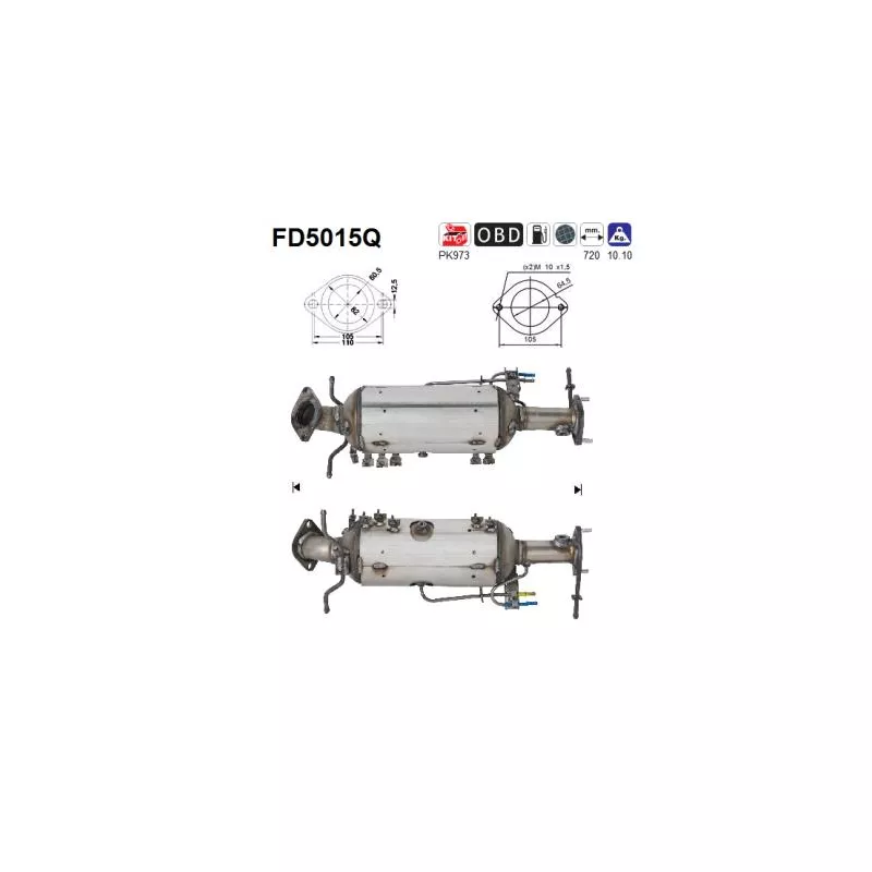Filtre à particules / à suie, échappement AS FD5015Q
