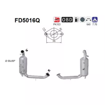 Filtre à particules / à suie, échappement AS FD5016Q