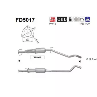 Filtre à particules / à suie, échappement AS FD5017