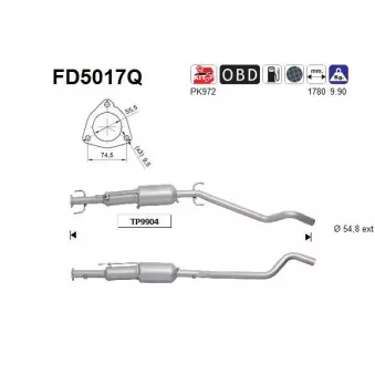 Filtre à particules / à suie, échappement AS FD5017Q