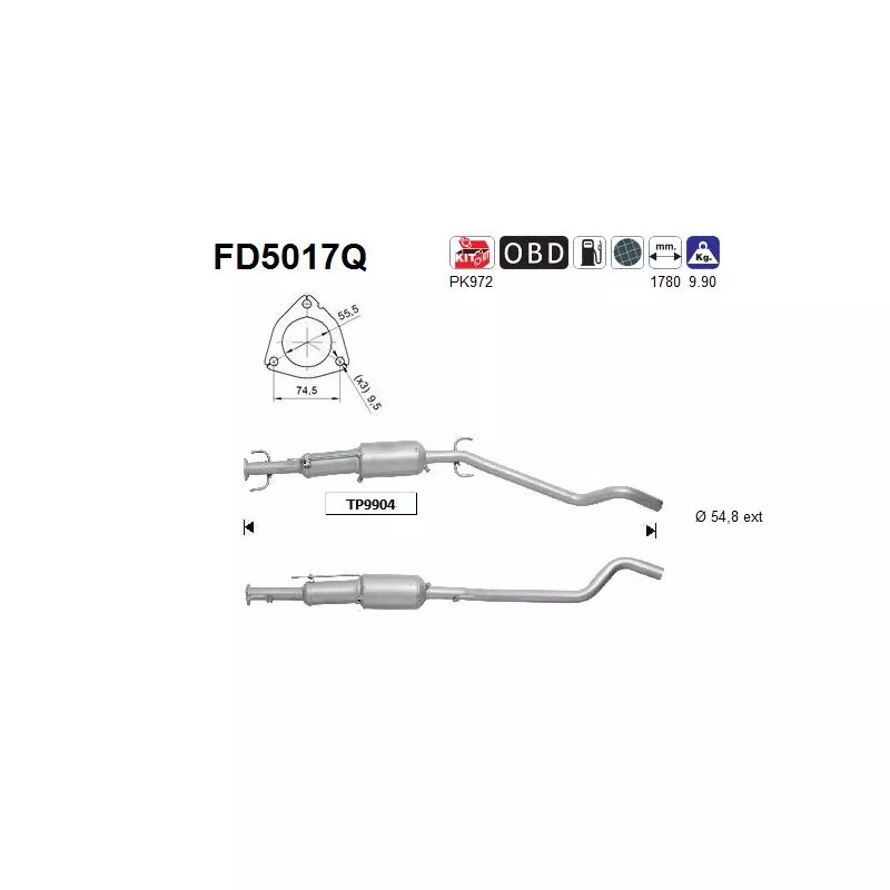 Filtre à particules / à suie, échappement AS FD5017Q