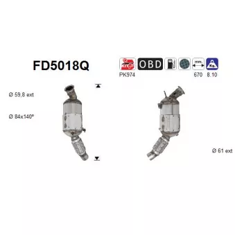 Filtre à particules / à suie, échappement AS FD5018Q