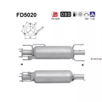 Filtre à particules / à suie, échappement AS FD5020
