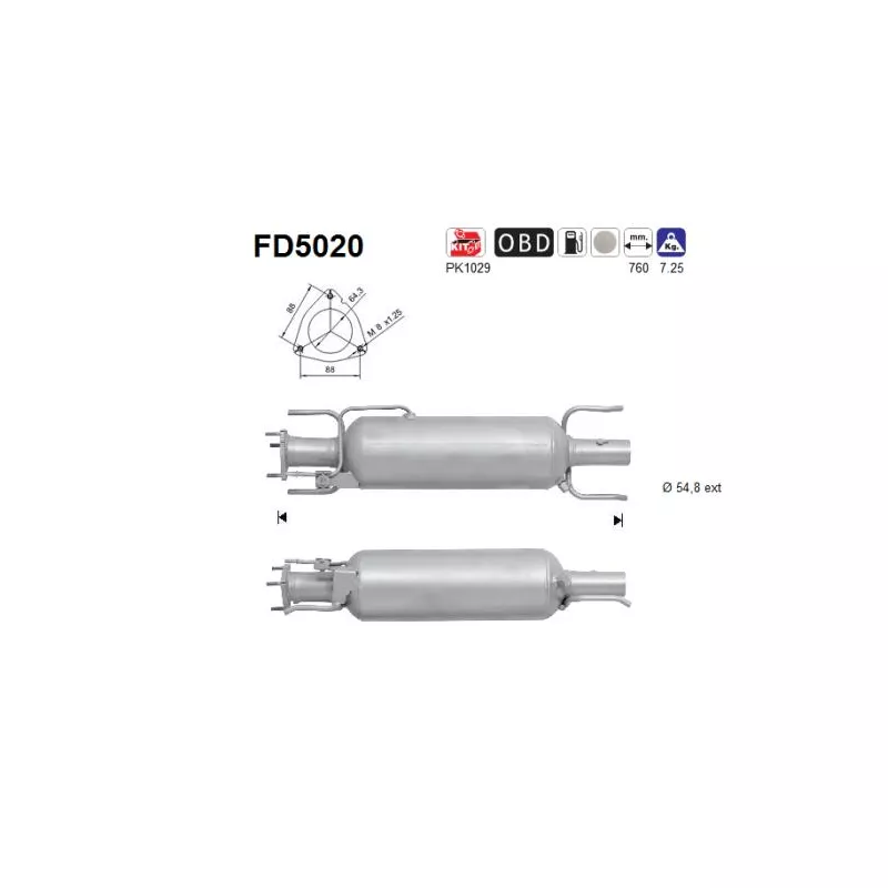 Filtre à particules / à suie, échappement AS FD5020