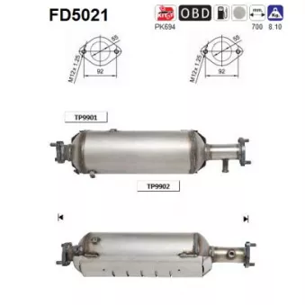 Filtre à particules / à suie, échappement AS FD5021