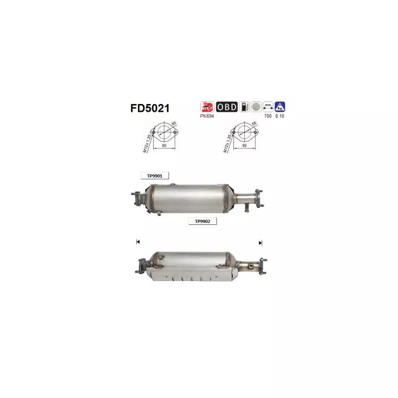 Filtre à particules / à suie, échappement AS FD5021
