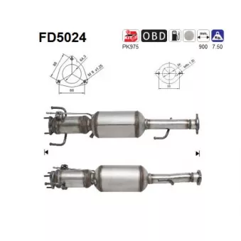 Filtre à particules / à suie, échappement AS FD5024