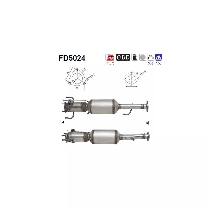Filtre à particules / à suie, échappement AS FD5024