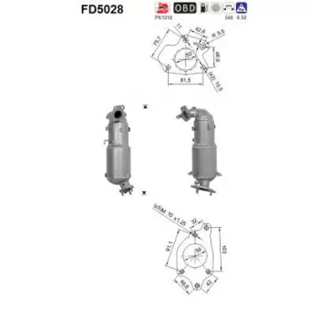 Filtre à particules / à suie, échappement AS FD5028