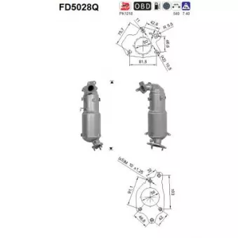 Filtre à particules / à suie, échappement AS FD5028Q