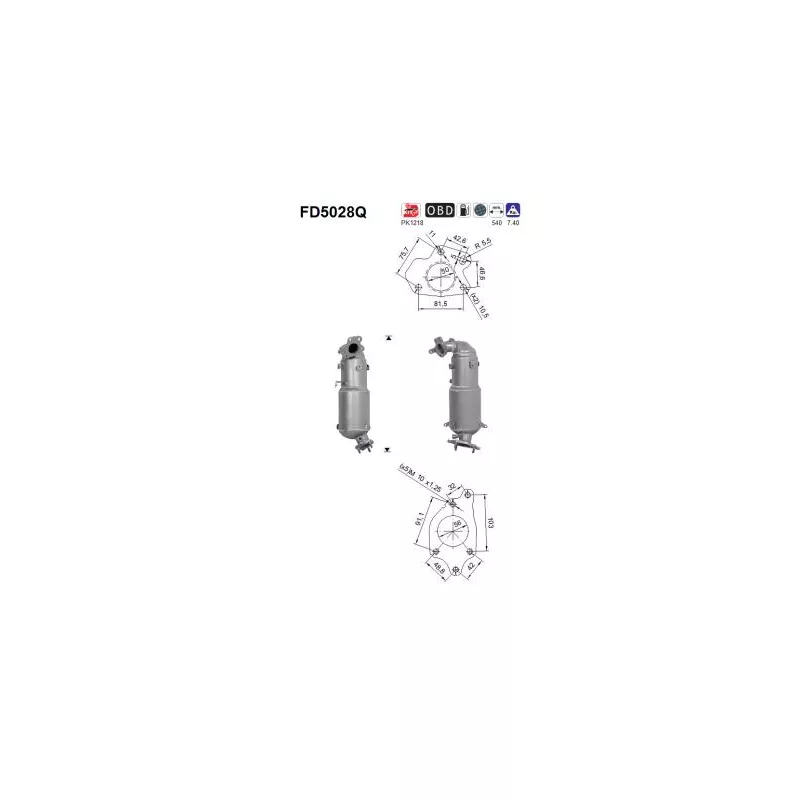 Filtre à particules / à suie, échappement AS FD5028Q