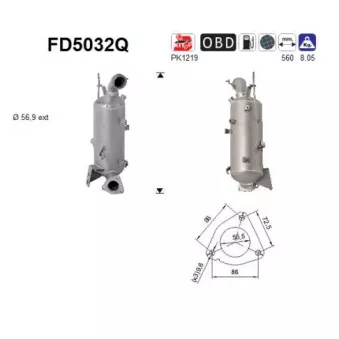 Filtre à particules / à suie, échappement AS FD5032Q