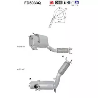 Filtre à particules / à suie, échappement AS FD5033Q