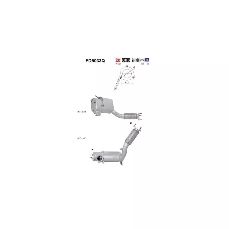 Filtre à particules / à suie, échappement AS FD5033Q
