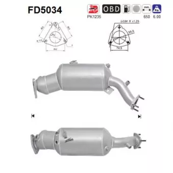 Filtre à particules / à suie, échappement AS FD5034