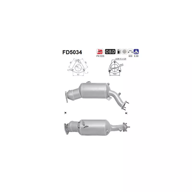 Filtre à particules / à suie, échappement AS FD5034
