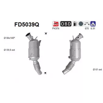 Filtre à particules / à suie, échappement AS FD5039Q
