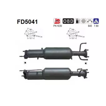 Filtre à particules / à suie, échappement AS FD5041