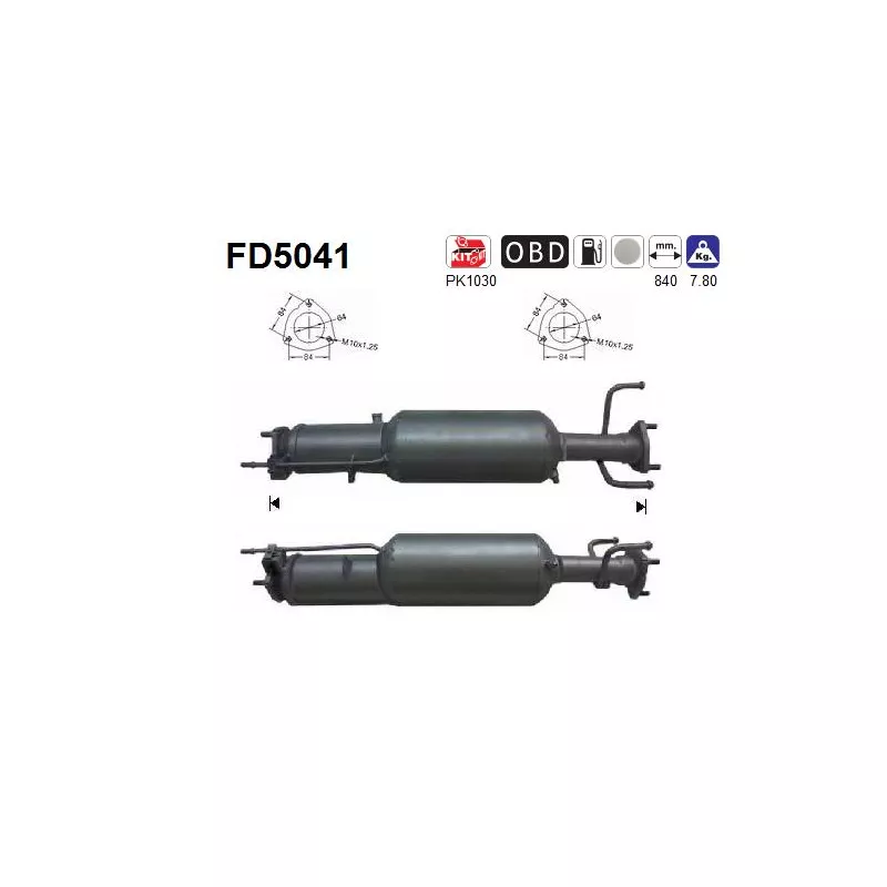 Filtre à particules / à suie, échappement AS FD5041