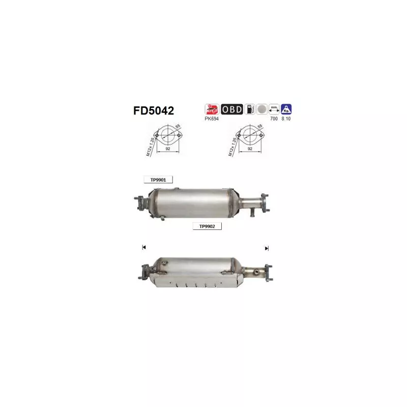 Filtre à particules / à suie, échappement AS FD5042