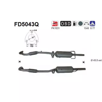 Filtre à particules / à suie, échappement AS FD5043Q