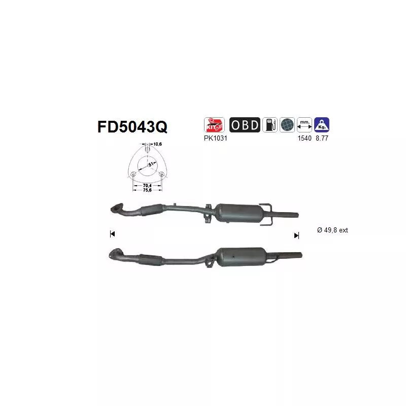 Filtre à particules / à suie, échappement AS FD5043Q