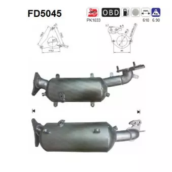 Filtre à particules / à suie, échappement AS FD5045