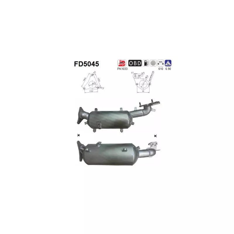 Filtre à particules / à suie, échappement AS FD5045
