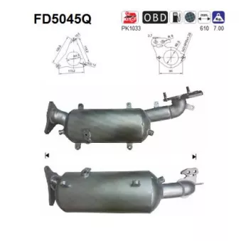 Filtre à particules / à suie, échappement AS FD5045Q